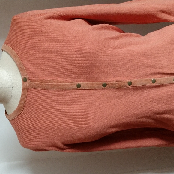 Copy VINTAGE SUEDE Trimmed Designer Sigrid Olsen Snap Closure Melon - Picture 4 of 12